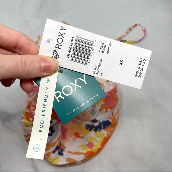 NWT Roxy Island Hops Floral Halter Tie Slouchy Tube Crop Top Boho Hippie XS - Picture 7 of 8